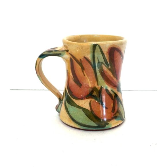Karin Kraemer Floral Studio Pottery Coffee Mug Cup Majolica Tulips Duluth - Picture 5 of 8